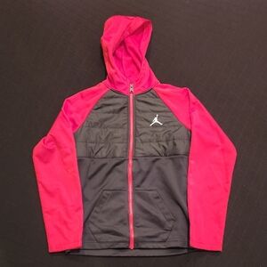 Red and Black Full-Zip Jacket with Hood and Jumpman Logo